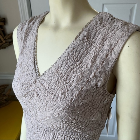 NWT Rabbit Rabbit Rabbit Beige Lace V Neck Fit & Flare Sleeveless Dress S - Picture 4 of 12